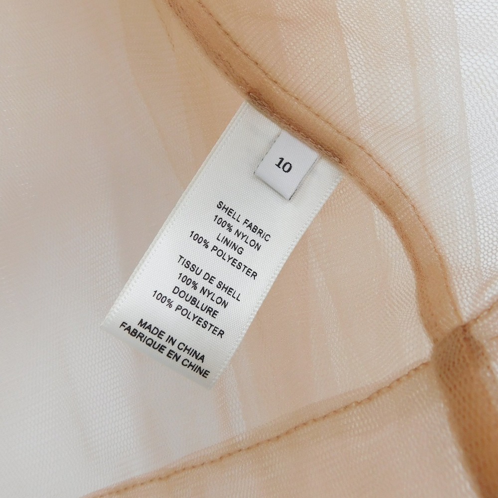 Rebecca Taylor Tulle Ruffle Front Blouse Peach Tan Sheer Top 921102B861 Size 10 - Picture 6 of 6
